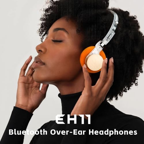 FiiO EH11 Retro On-Ear Bluetooth Headphones, LDAC Hi-Res Wireless, Lightweight 92g, 30H Playtime, Dual Device Connection, App EQ & Gaming Mode, Built-in Mic, Transparent Black - 1
