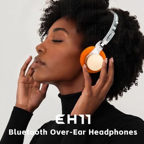 FiiO EH11 Retro On-Ear Bluetooth Headphones, LDAC Hi-Res Wireless, Lightweight 92g, 30H Playtime, Dual Device Connection, App EQ & Gaming Mode, Built-in Mic, Transparent Black