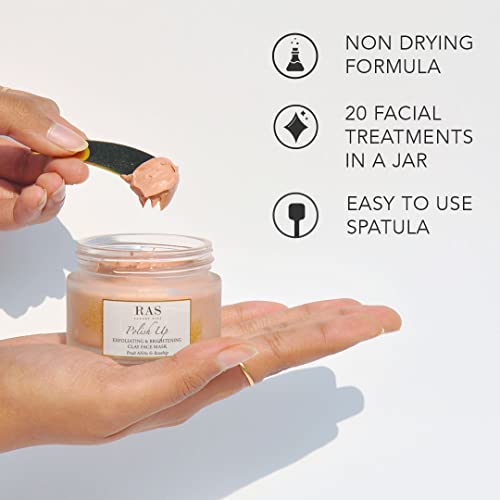 Image of RAS Luxury Oils Polish Up Exfoliating & Brightening Clay Face Mask With Fruit AHAs & Rosehip | Softens & Hydrates Skin | Helps to Reduce Fne Lines & Wrinkles | Cruelty Free & 100% Vegan, 50g