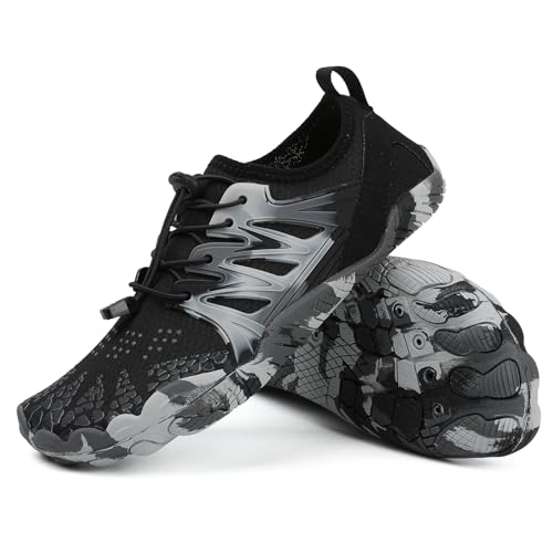 Water Shoes Men Women Quick-Dry Aqua Beach Shoes Sock Barefoot for Beach Swim River Pool Lake Hiking Outdoor Gear Black 45 EU