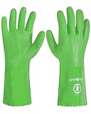 HANDLANDY Chemical Resistant Gloves, Heavy Duty Nitrile Cleaning Gloves, Resist Acid, Alkali and Oil, 12 Inches Cuff, Green Large