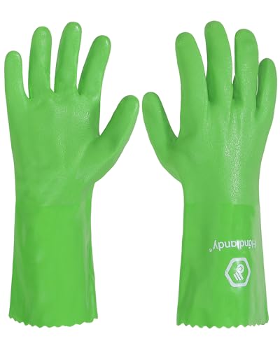 HANDLANDY Nitrile Chemical-Resistant Gloves, Large, Green