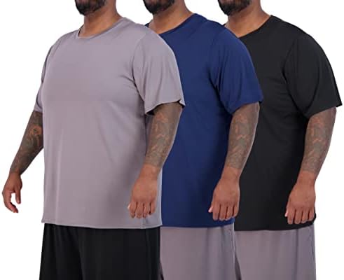 3 Pack Men's Big and Tall Dry Fit T Shirts Workout Gym Athletic Crew Tee