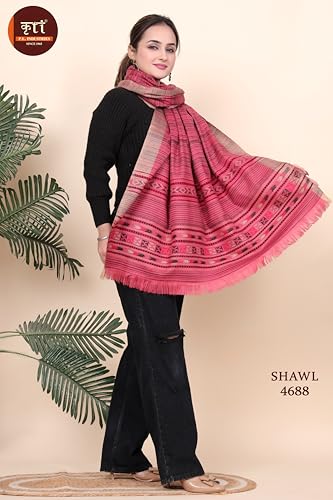 Image of KRITI Paisley Design Woollen Beige Color Shawl For Women