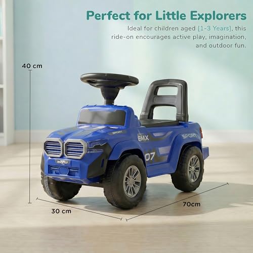Image of Baybee Nitro Ride on Cars for Kids | Baby Push Ride ons Toys Car with Music & LED Light | Portable Ride on Jeep with High Backrest & Toy Storage | Outdoor Kids Cars for 1 to 3 Years Boy Girl (Blue)