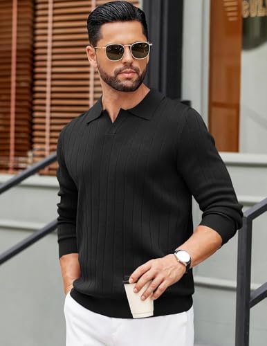 Image of NORTHWIND Men's Cotton Full Sleeve Collar Polo Sweater for Man Rib Knitted Sweaters for Men Winter Pullover Sweater for Men