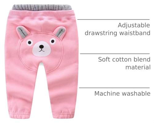 Image of Mud Kingdom Kids Fleece Jogger Pants Winter Cute Bear