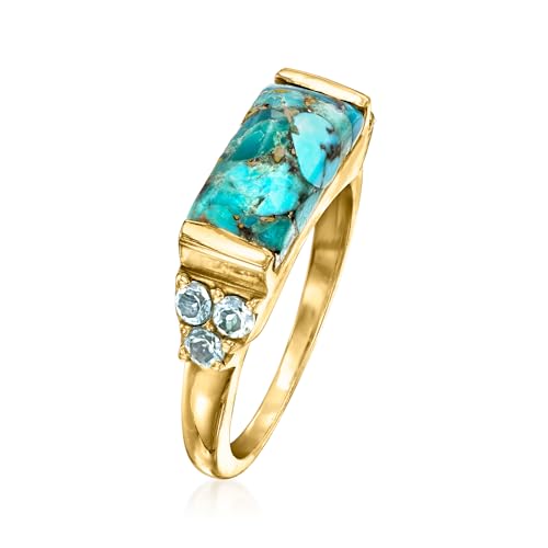 Ross-Simons Turquoise and .70 ct. t.w. Sky Blue Topaz Ring in 18kt Gold Over Sterling3