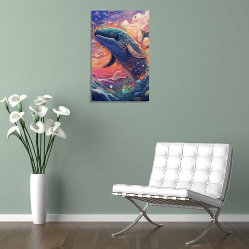Tableau impression sur toile baleine d'art abstrait 50x75cm - 5