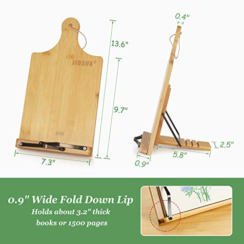 image for Bamboo Cookbook Holder, Jiodux Folding Book Stand Reading Frame Rest R