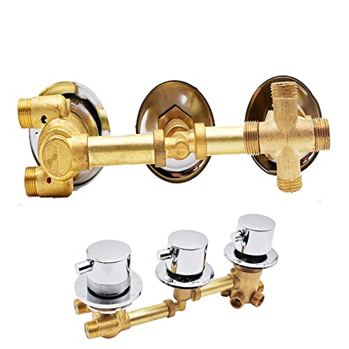 2/3/4/5 Way Thermostatic Shower Mixer Faucet, 3 Handle Brass Bath Cold & Hot Water Tap, Mixing Diverter Valve for Shower Cabin/Steam Room G1/2 (Thread-4 Way)
