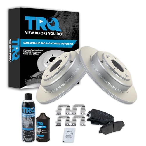 Image of TRQ Rear Brake Pad & Rotor Kit, with Chemical Kit Semi-Metallic Premium G-Coated Compatible with 2010-2014 Hyundai Genesis Coupe