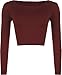 Produktbild WearAll - Neu Damen Cropped Langarm T Shirt Kurz Schmucklos Rundhalsausschnitt Top - Wein - 40 / 42