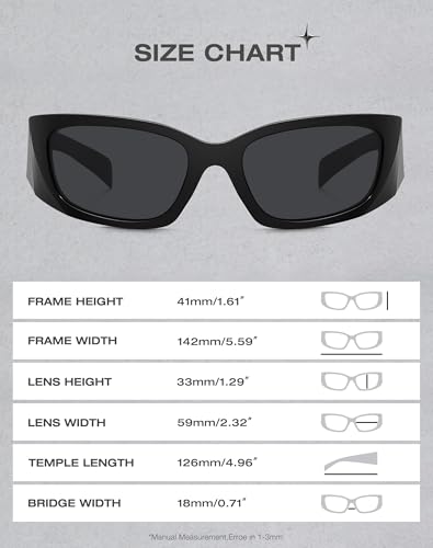 Retro Wrap Around Sunglasses for Women Trendy Y2k Vintage Sun Glasses UV Protection FZN8274