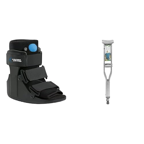 United Ortho Bota corta de la fractura del caminante de la leva del aire y muletas adultas ajustables de la movilidad de Hugo para caminar