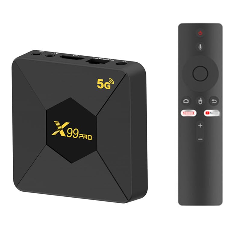 CHROX X99 Pro Android TV Box rear view with power, Ethernet, HDMI, AV, IR ports