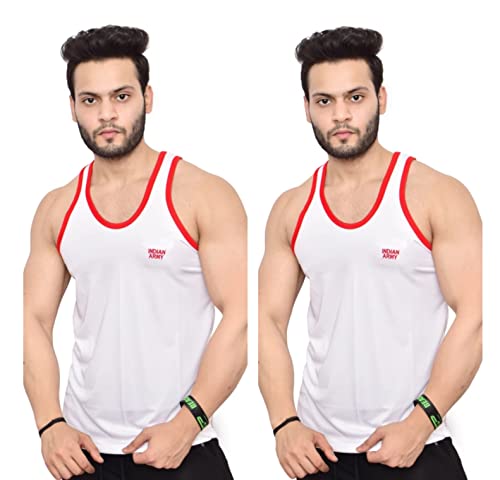 Image of Men's Army Sleeveless Cotton Vest Sando Men's Light Weight Dryfit Sports Tank Top Vest Pack of 2