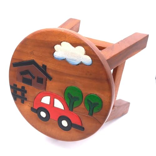 Preisvergleich Produktbild ROMBOL Handgefertigter Kinderhocker, Holz, Kinderhocker:Auto