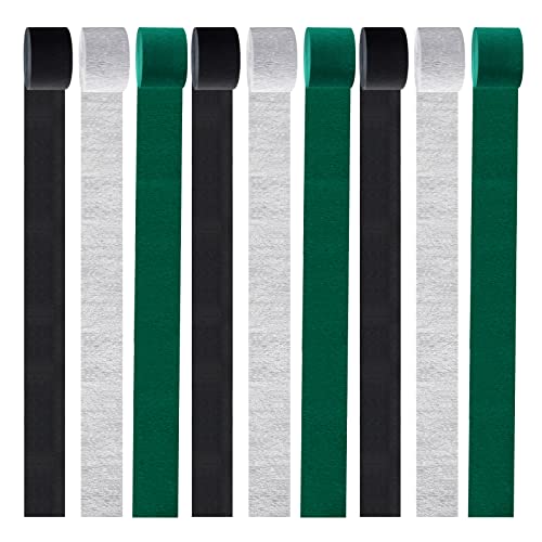 Image of Black Green Silver Party-Decorations Streamers - 9 Rolls Graduation Wedding Men Boys Birthday Baby Bridal Shower Crepe Tissue Paper Streamer Soccer Party Supplies Garland Decor Panduola