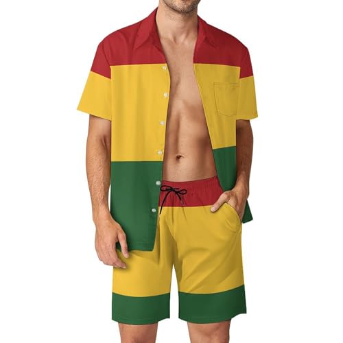 Moda veraniega Reggae Rasta con ropa de dos piezas y bermudas para hombre