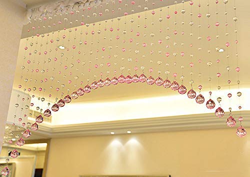 Image of K9L 40 String, Acrylic Bead and Drops, String Hanging Crystal Curtain (40 String Suitable to 5 to 6 Feet Width) (Pink)