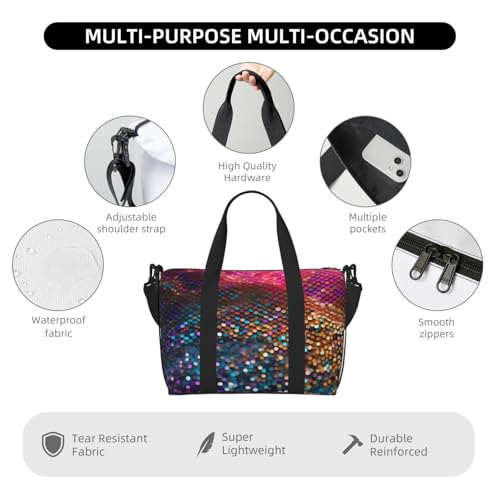 Gradient Sequin Sparkle Print Hand Travel Bag,Gym Bag,Weekend Travel Overnight Bag,Tote Bag Sports Bag For Women Men3