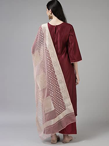 Image of INDO ERA Women's Embroidered Viscose Straight Kurta Palazzo With Dupatta Set (KH9PR3696)
