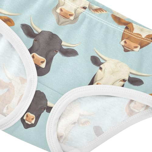 Wusikd Cow Heads Girls' Underwear Cotton Girls Briefs Soft Toddler Underwear 2T4