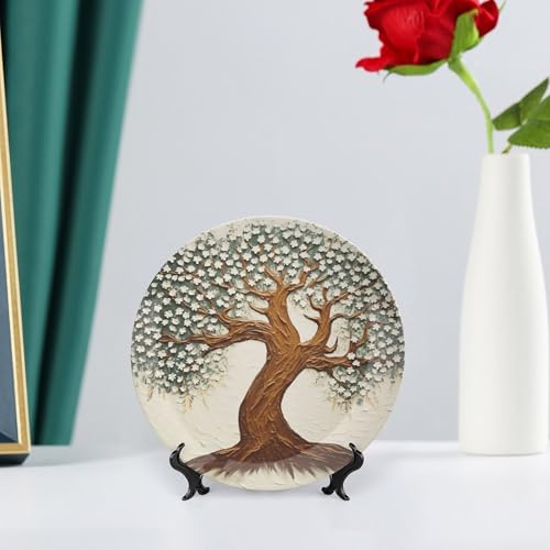 Plato decorativo de porcelana 6 pulgadas con diseño de árbol miniatura 6
