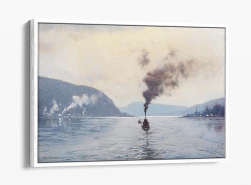 Impression sur toile Birge Harrison Sur le Delaware tableau cadre blanc 76x50 cm