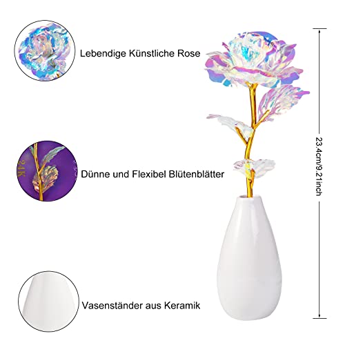 OEAGO Muttertagsgeschenk Geschenke für Mama, Muttertagsgeschenk Personalisiert Galaxy Rose Blume mit Vase Geschenke von Tochter Sohn, Mama Geschenk für Muttertag Weihnachten Valentinstag Geburtstag
