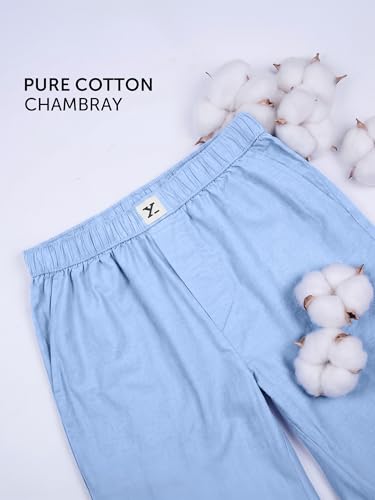 Image of XYXX Ultra-Breathable Solid Cotton Chambray Pyjamas For Men
