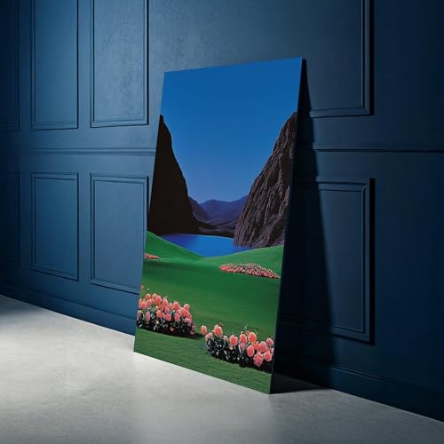 Toile paysage de montagne et prairie fleurie pour créer un salon zen et lumineux