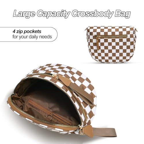 Image of Checkered Crossbody Bag, Bum Bags for Women Crossbody,Spacious Sling Bag Purse Fanny Packs with Shoulder Strap
