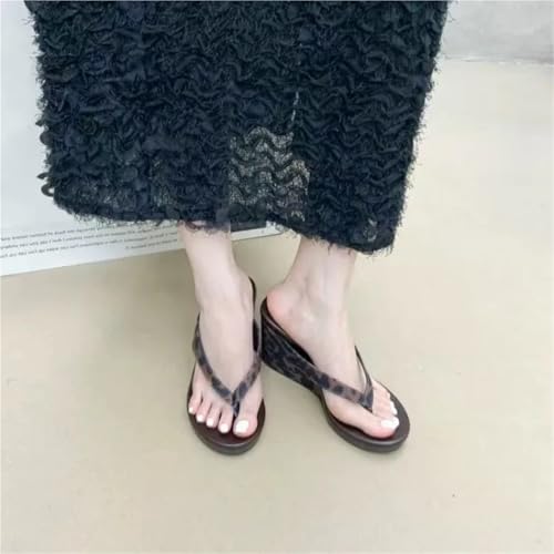 Flip Flops for Women Summer Leopard Print Clip Toe Platform Wedges Women Slippers Thick Bottom High Heels Flip Flops Shoes3