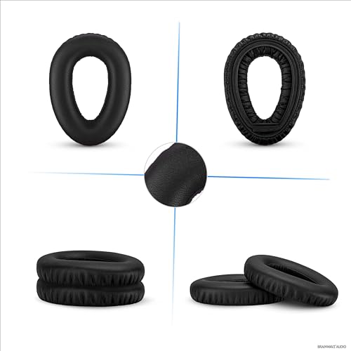 Image of Replacement Earpads for Sennheiser PXC480, PXC550, PXC 550-II, MB660 UC, MB 660 MC Headphones, Soft PU Leather Cushions, Easy & Quick Installation, by Brainwavz (Black)