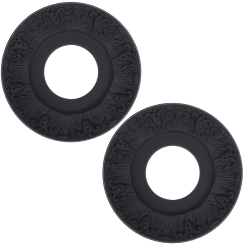 CREATCABIN 2 Stück Deckenmedaillon Deckenventilator Medaillon Dekorativer Schwarzer Runder Ring Kunstleder Heimbeleuchtung Deckenmedaillon Für Leuchten Kronleuchter Basiszubehör 10cm odx25cm id
