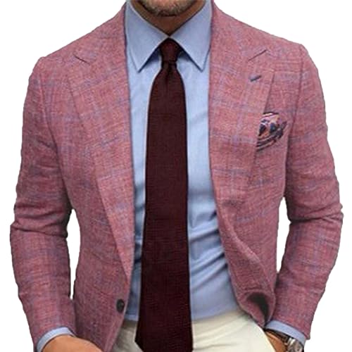 Zeiyignr Mens Plaid Blazer Sports Coat Casual Slim Fit Notched
