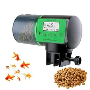 GAMWATER Automatic Fish Feeder for Aquarium, 200ML Large Capacity Auto Food Dispenser with Timer Display for Small Tank, Big Aquariums & Pond