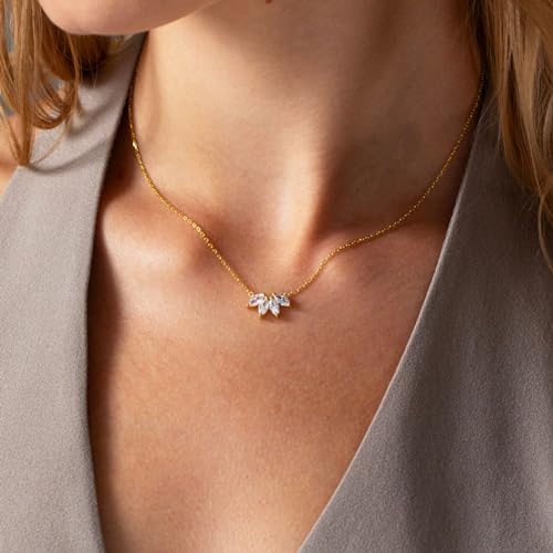 Hanli 14K Gold Plated Marquise Cz Necklace For Women thumb #1