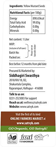 Image of S Siddhagiri's SATVYK THE HEALTH re STORE Wood Pressed Yellow Mustard Oil (Set of 5-5Ltr) - Unrefined | Mustard Oil for Cooking | Kachi Ghani Sarso Oil | Sarso Cooking Oil