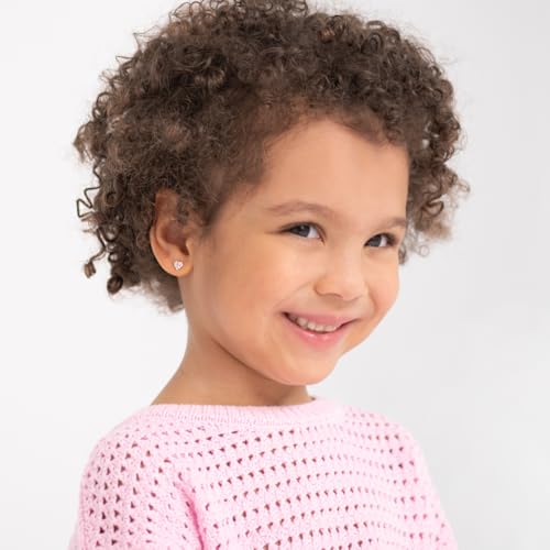 14k Yellow Gold 5mm Cubic Zirconia Heart Cluster Screw Backs for Young Girls - Unique Heart Earring Studs for Babies, Toddler to all Little Girls - Lovely & Bright CZ Hearts2