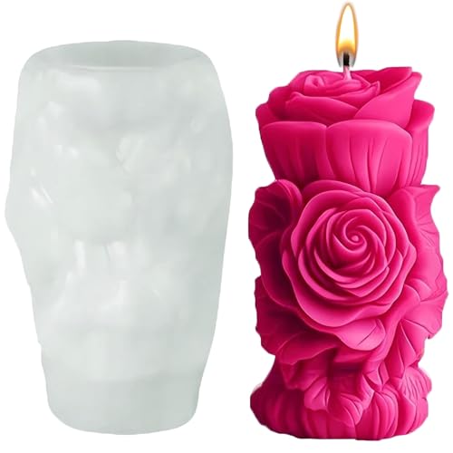 RARITYLL 3D Rose Silicone Mold for Candles Soap Making - Reusable Beeswax Soy Wax Molds Chocolate Baking Molds for DIY Craft Home Decoration Wedding Party Gifts