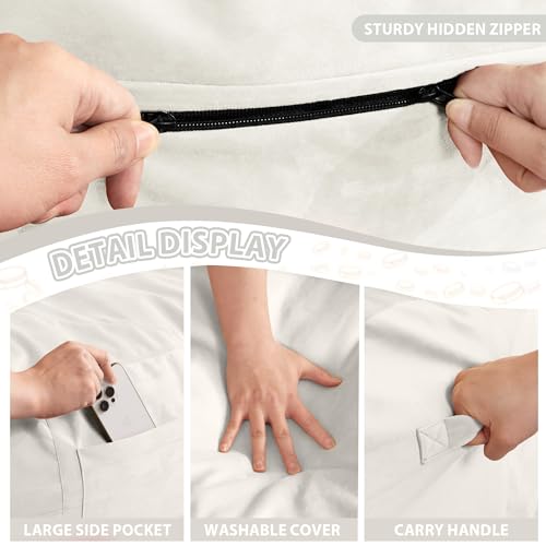 Image of HABUTWAY XX-Large Bean Bag Chair: Giant 7' Memory Foam Furniture Bean Bag Chairs for Adults with Microfiber Cover 7Ft（Beige）
