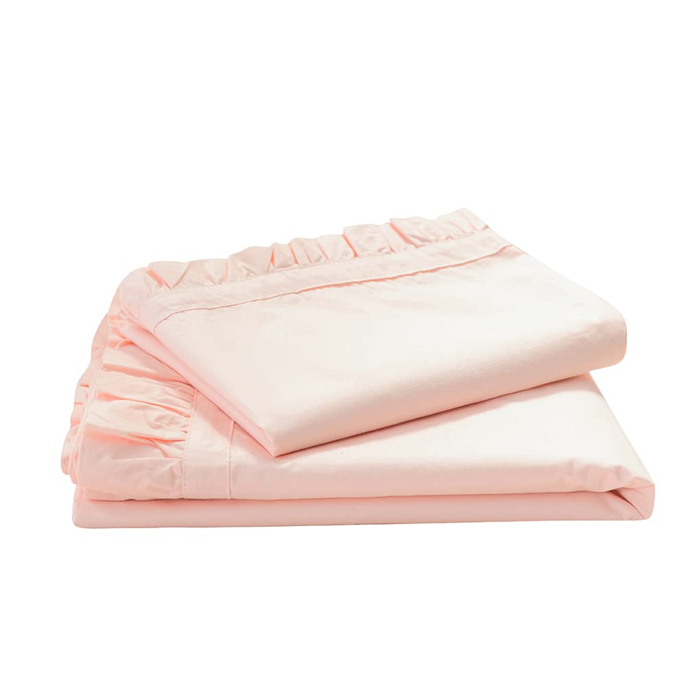 Photo 1 of ***SIMILAR ITEM*** Simple&Opulence 100% Cotton Sheet Set Ruffle- 4Pcs (1 Flat Sheet 1 Fitted Sheet 2 Pillowcases) Bed Sheets Soft French Country Shabby Chic Vintage Bedding Set Aesthetic Farmhouse (Blush Pink, Queen)