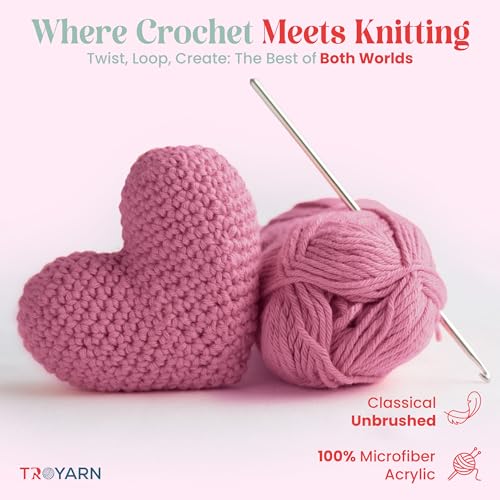 Image of TROYARN Summer (4- Skeins Pack) Silk Effect Hand Knitting Yarn Crochet Art Lace Craft 100% Microfiber Acrylic 4x100 gr (4x383 yds) (105178 - Dark Pink)