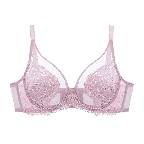 Soutien-gorge non rembourré rose 80C en dentelle florale WENJUN