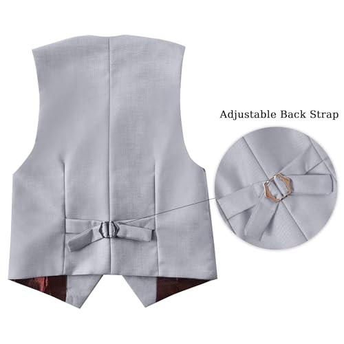 Image of Boys' Vest Slim Formal Suit Vest for Wedding Homecoming with Pockets Adjustable Back Strap, Size 2-20 Years