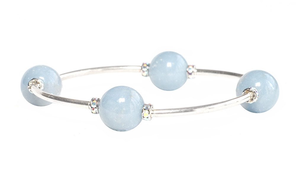 Made As Intended the Blessing Bracelet - 12MM Angelite Gemstone Beads with Crystal Rondelle Accents