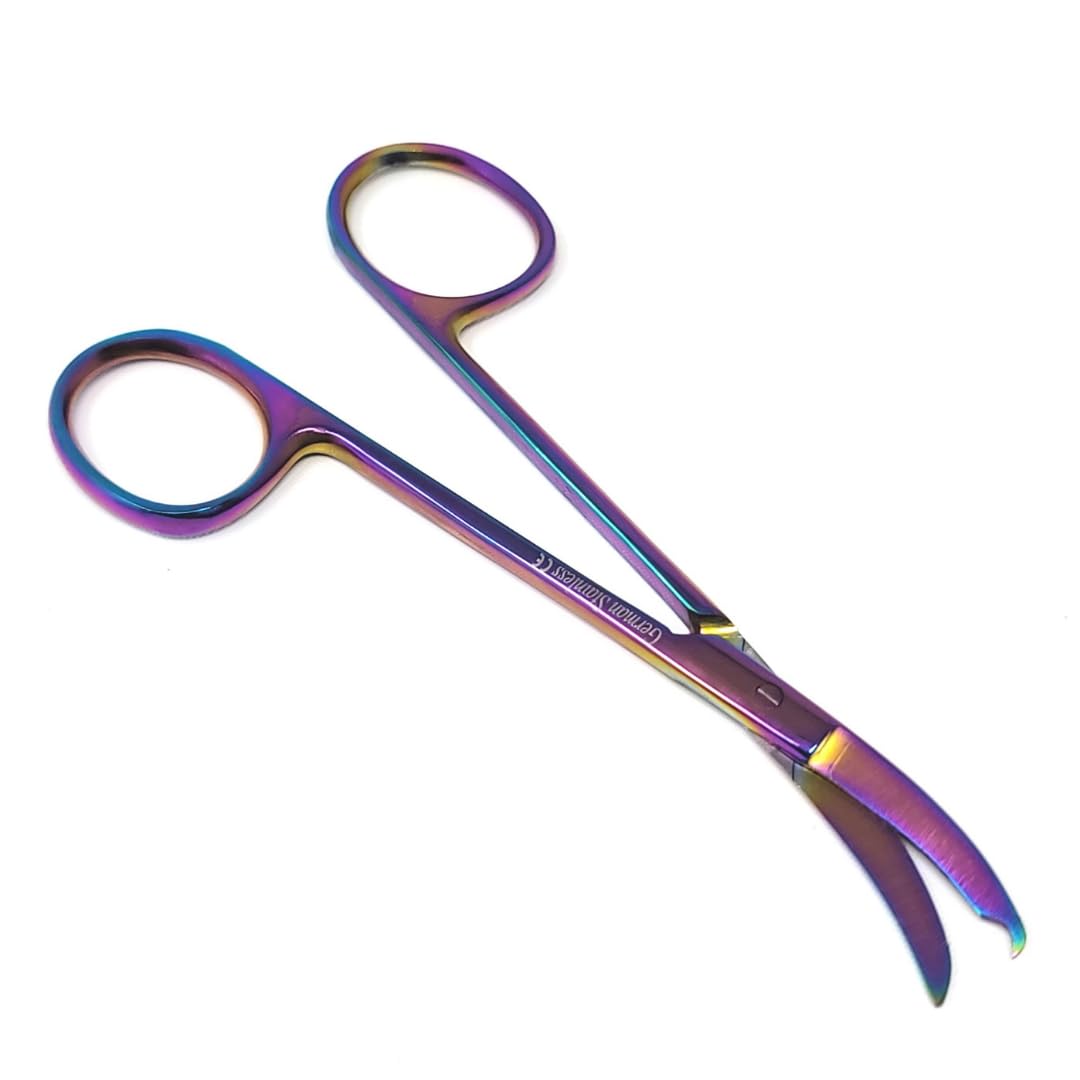 IMED Northbent Suture Stitch Scissors Stainless Steel Lightweight Shears with Angled Hook Shaped Tips (Multicolor - 4.5